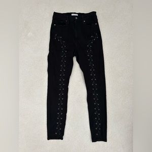 Good American Black Lace Up Jeans 10/30